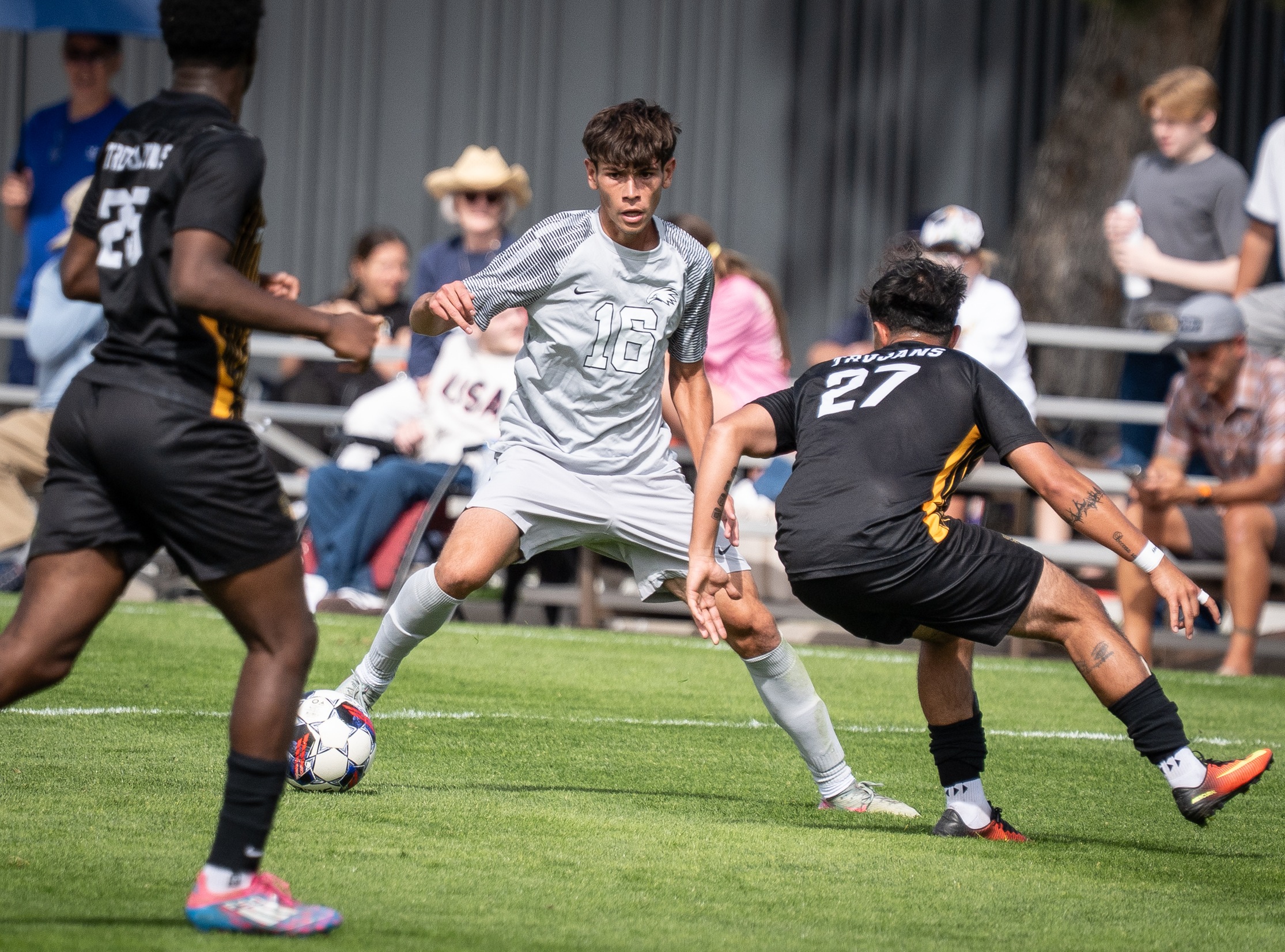 LCCC Number 16 takes on two Trinidad players. 